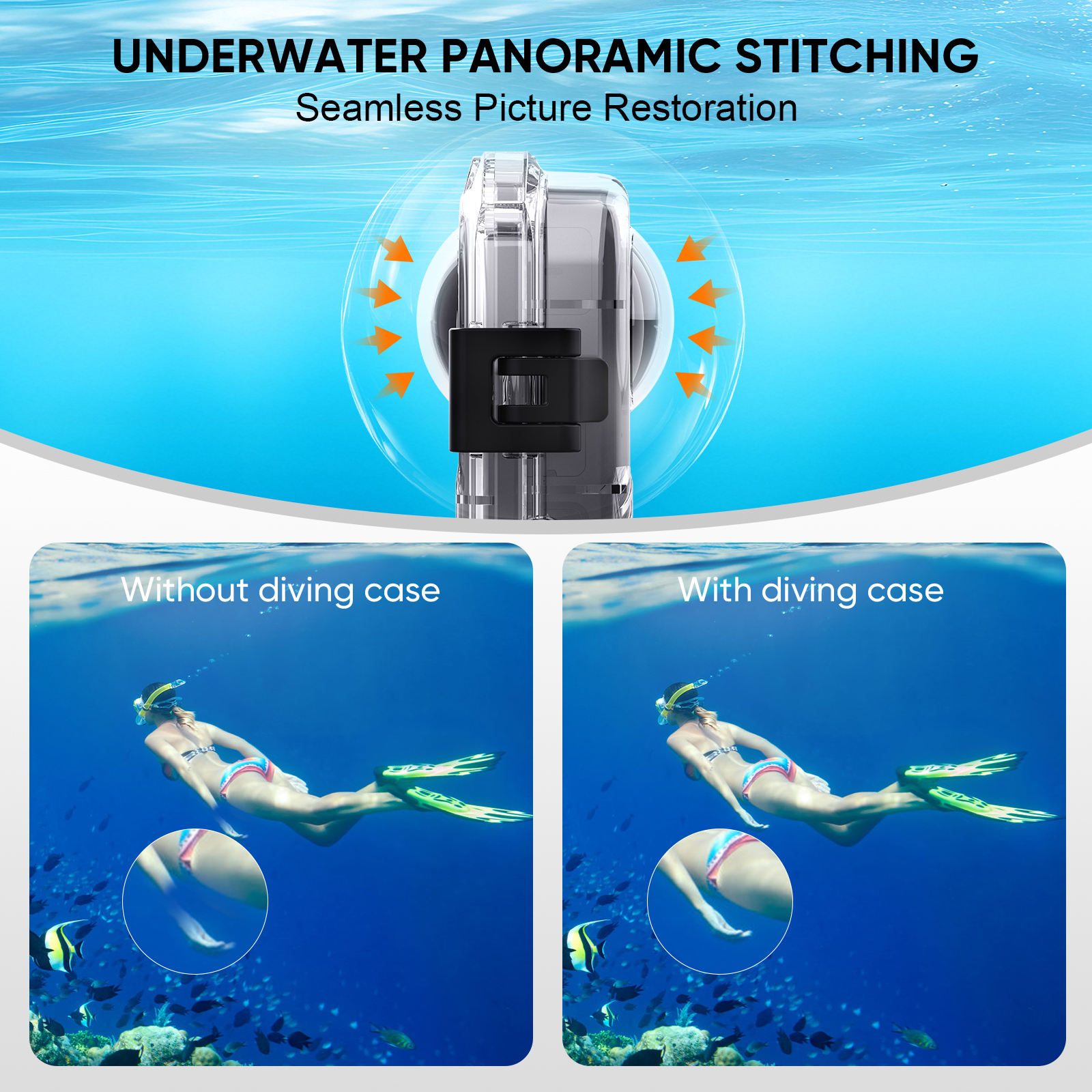 Hongdak Insta 360 Accessories 60 Meters Waterproof Underwater Invisible Dive Diving Case for Insta360 X4 Camera