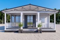 Sunlit 2026 Villa Modulaire Préfabriquée de Luxe Extensible 20ft/40ft en Conteneur avec Toit en Pente et Porche, Résistante aux Ouragans