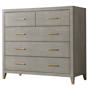 בית ריהוט חדר שינה ריהוט מותאם אישית shagreen-בולט עור מתכת ידית 5-מגירת שידת השידה עץ שולחן - Product Image 2