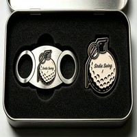 Coupe-cigares personnalisé avec logo et briquet pour L9Go, ensemble coupe-cigares et briquet personnalisé avec support, marqueur de balle de golf