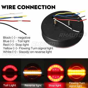 2 pièces Feux arrière LED dynamiques 24V pour remorque et camion, avec fonctions de feu stop, DRL, clignotant séquentiel et feu stroboscopique, pour voiture, bateau, bus, fourgonnette, caravane - Product Image 3