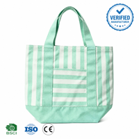 Sac fourre-tout en toile rayé rose personnalisable avec logo, sac à main décontracté pour femmes, sac à bandoulière en toile durable