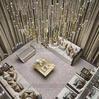 Escalier d'hôtel personnalisé villa salon suspension style simple lustre suspendu en métal martelé doré