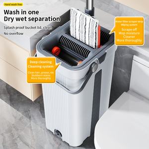 Set Mop Piatto con Secchio per Pulizia Pavimenti Senza Lavaggio a Mano, Rotazione a 360°, Mop Piatto e Secchio per Pulizia Pavimenti - Product Image 2