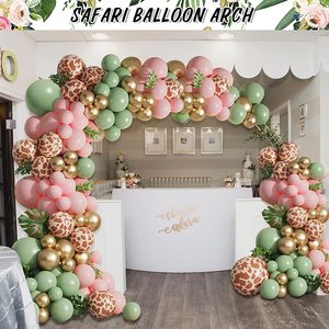 Decoraciones Personalizadas para Fiesta de Safari en la Jungla, Incluye Kit de Guirnalda de Arco de Globos de Látex, Fondo <span class=keywords><strong>Salvaje</strong></span>, Mantel y Globos con Números - Product Image 2