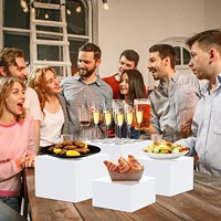 Riser acrylique blanc pour présentoir Cube Box Présentoir à dessert avec fond creux 4 tailles différentes pour décor de fête de mariage