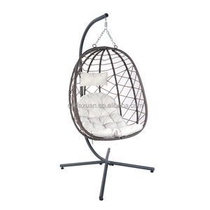 Oeytree Luxury Wicker <strong>Double</strong> Seat Swing <strong>Egg</strong> <strong>Chair</strong> Soft Deep Fluffy <strong>Cushion</strong> Relaxing Large Basket Porch Lounge - Product Image 3