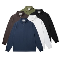 Polo à manches longues décontracté pour homme, col classique à 2 boutons, coupe régulière, printemps-automne, tailles S-2XL