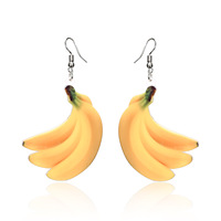Boucles d'oreilles pendantes aux fruits en acrylique pour femme et fille, boucles d'oreilles pendantes aux motifs de fraise, pomme, Orange, Kiwi, pastèque, pêche et banane