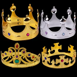 King Crown Halloween kids prom dress up electroplated plastic crown scepter party supplies birthday tiara hat suppliers