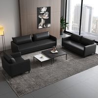 Canapé de bureau moderne et minimaliste pour réception d'affaires, petit ensemble table basse en cuir pour réunion et négociation, idéal pour le bureau à domicile, avec piètement en métal.