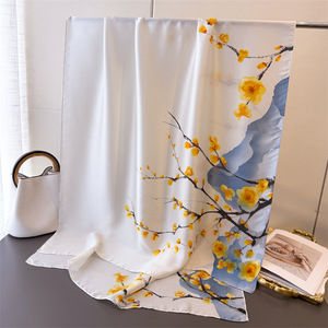 Luxury <strong>Silk</strong> <strong>Scarf</strong> Producer 180*90 Brown Leopard Print Elegant <strong>Silk</strong> Body Scarfs With Butterfly for <strong>Women</strong> Belly Dancing - Product Image 3