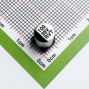 Whole -Sale RVT1V101M0607 6.3*7.7 Capacitors SMD Electrolytic Capacitors 2000hrs@105 degree -55 degree-+105 degree 7.7mm 6.3mm - Product Image 1