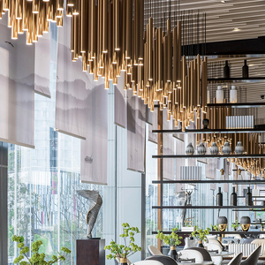 Luxury Modern Gold Long Tube Pendant Light Phòng Ngủ Khách Sạn Hình Dạng Đèn Chùm Đèn Treo - Product Image 2