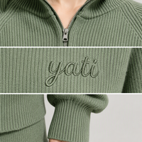 Ensemble deux pièces tricoté pour femme avec logo personnalisé OEM : Cardigan zippé en maille douce et pantalon large – Collection Automne Hiver