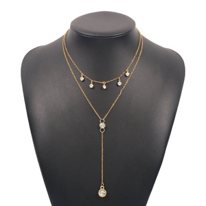 Collana Multistrato con Ciondolo Individuale per Donna, Catena Sottile con Diamante in Vetro, <span class=keywords><strong>Collare</strong></span> Semplice - Product Image 5