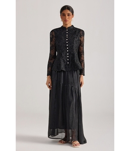 Nuovo Set Due Pezzi Autunno 2026: Top Elegante in Pizzo Ricamato a Maniche Lunghe Stile <span class=keywords><strong>Palazzo</strong></span> con Gonna a Metà Coscia - Product Image 4