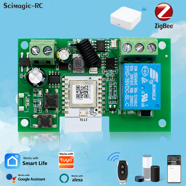 DC 12V 24V ZigBee Relay Module Remote Control Wireless Relay Module Smart Home Automation for Door Access Alexa google