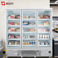 Congelador vertical comercial con puertas de vidrio para supermercado, vitrina expositora vertical de helados