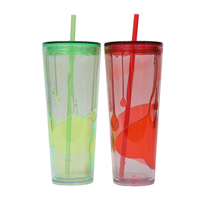 Shang Kou Ai 26oz Double Wall Plastic Straw <b>Cup</b> <b>Reusable</b> Party Drinkware <b>With</b> <b>Lid</b> And Straw For General Use - Product Image 2