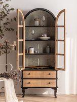 Style minimaliste nordique moderne, armoire à vin en bois massif, armoire de rangement blanche à arche, meubles pour la maison