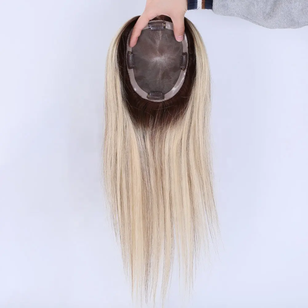 Mono Base lurus kutikula disesuaikan rambut manusia manusia Brasil Virgin asli dasar sutra Mono atasan rambut palsu ujung rambut manusia untuk wanita