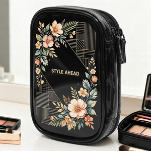 Bolsa Organizadora <span class=keywords><strong>de</strong></span> Cosméticos <span class=keywords><strong>de</strong></span> Viaje Impermeable <span class=keywords><strong>de</strong></span> Doble Capa con Espejo en Cuero Sintético Brillante para Maquillaje y Artículos <span class=keywords><strong>de</strong></span> Aseo - Product Image 1