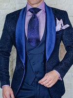 Costume de mariage pour homme, design italien, smoking noir sur mesure, veste de smoking 3 pièces, costume de marié Terno pour homme