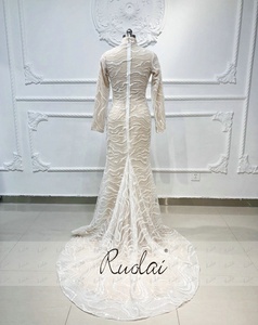 Ruolai OEV-L4311 Elegante High Neck Lange Ärmel Pailletten Abendkleider Meerjungfrau Ballkleider Frauen Party - Product Image 6