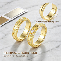 Eleganter Vintage-Weizenmuster-Paarring Modischer Herren- & Damenring aus 925 Sterling Silber Vergoldet Verlobungs- und Ehering - Geschenk