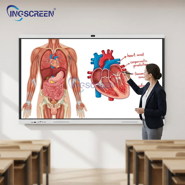 INGSCREEN Smart Interactive Flat Panel 4K UHD Touch Screen Digital Board with Built-in Camera & Microphone for Collaboration