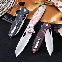 Couteau pliant haute dureté, acier triple couche, manche en fibre de carbone et aluminium, couteau de poche pour le camping et l'EDC