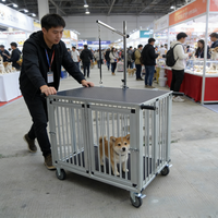 Chariot de transport pliable en aluminium USMILEPET pour animaux de compagnie, chariot de présentation pour animaux, chariot de cage d'exposition avec table de toilettage pour chats et chiens