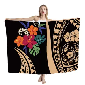 Wholesale Lavalava Sarong Beach New PolynesianHawaiian Hibiscus Pareo Sarong Multi Wear Beach Long Swimsuit Wrap Cover Up Pareo