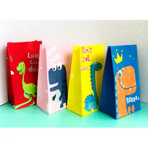 다채로운 인쇄 생일 선물 종이 가방 대형 종이 가방 만화 동물 플라밍고 유니콘 공룡 패턴 종이 가방