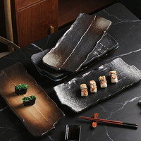Assiettes à sushi en porcelaine de style Japandi, écologiques, rectangulaires, pour restaurant, barbecue, vaisselle de table, cuisine