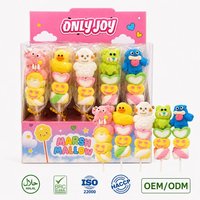 Vente en gros de sucettes en guimauve personnalisées en forme de personnages d'animaux, assorties, halal, sucrées, fruitées, douces et moelleuses, fabriquées en usine
