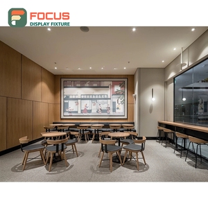 Illuminated Coffee Display Cabinet Wood Glass Front Merchandise <b>Shelf</b> Area Storefront Coffee Cabinet - Product Image 3