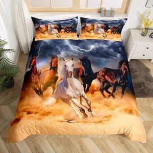 Ensemble de housse de <span class=keywords><strong>couette</strong></span> Cheval Running Steed et Lightning Decor Set de literie 3pcs pour enfants garçons adolescents Housse de <span class=keywords><strong>couette</strong></span> - Product Image 1