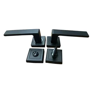 Matt Black Zinc Alloy Square Lever Door Handle Modern Design Door Handles Furniture Hardware