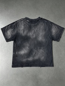 <b>Men's</b> <b>Black</b> <b>Tie</b>-Dye Short Sleeve T-Shirt Regular Fit O-Neck Cotton Jersey Street Style Washed Look - Product Image 2