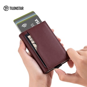 TILONSTAR TVC205 Newest Business Gifts Pop up <b>Wallet</b> Metal Aluminum Credit Card Case RFID Leather Card <b>Holder</b> - Product Image 3