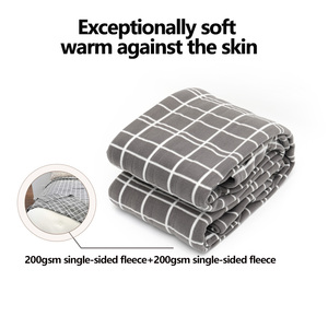 Couverture électrique en polaire à une face, super douce, 200 g/m², à 5 réglages de chaleur, lavable, à carreaux gris, pour l'hiver - Product Image 2