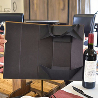 Boîte cadeau magnétique pliable personnalisée, boîte à vin noire de luxe, emballage pour une seule bouteille de vin