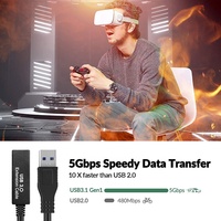 Long noir Premium Active USB 3.0 mâle à femelle rallonge de câble d'extension avec amplificateur amplificateur 5M 10M 15M 20M 25M 30M