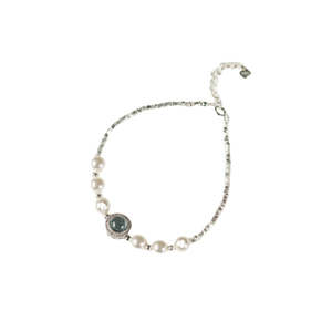 Pulsera Elegante WENCHI de Plata de Ley S925 Hecha a Mano con Aguamarina Natural y Perla, 30g - Product Image 1