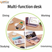 Bureau d'ordinateur flexible personnalisé de haute qualité, en forme de C, support d'écriture et d'art, avec pieds blancs en teck