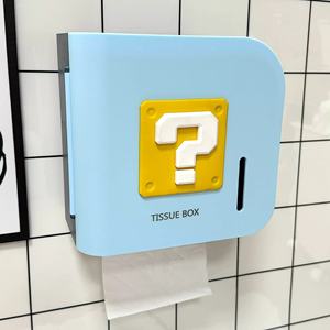 Boîte à mouchoirs murale <span class=keywords><strong>Mario</strong></span> Cute Home-Style haute apparence Support de salle de bain Rangement du papier en résine pour voiture Maison Sans perçage - Product Image 6