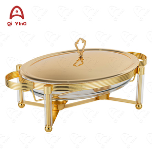 Nuevo lujo 3L servir platos de frotamiento <span class=keywords><strong>Buffet</strong></span> vidrio y acero inoxidable colgante calentador de alimentos Cheffing Catering plato fábrica - Product Image 2