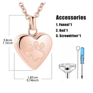 Collana personalizzata di ceneri per animali domestici per cane gatto ricordo ciondolo con stampa zampa di animale domestico - Product Image 2